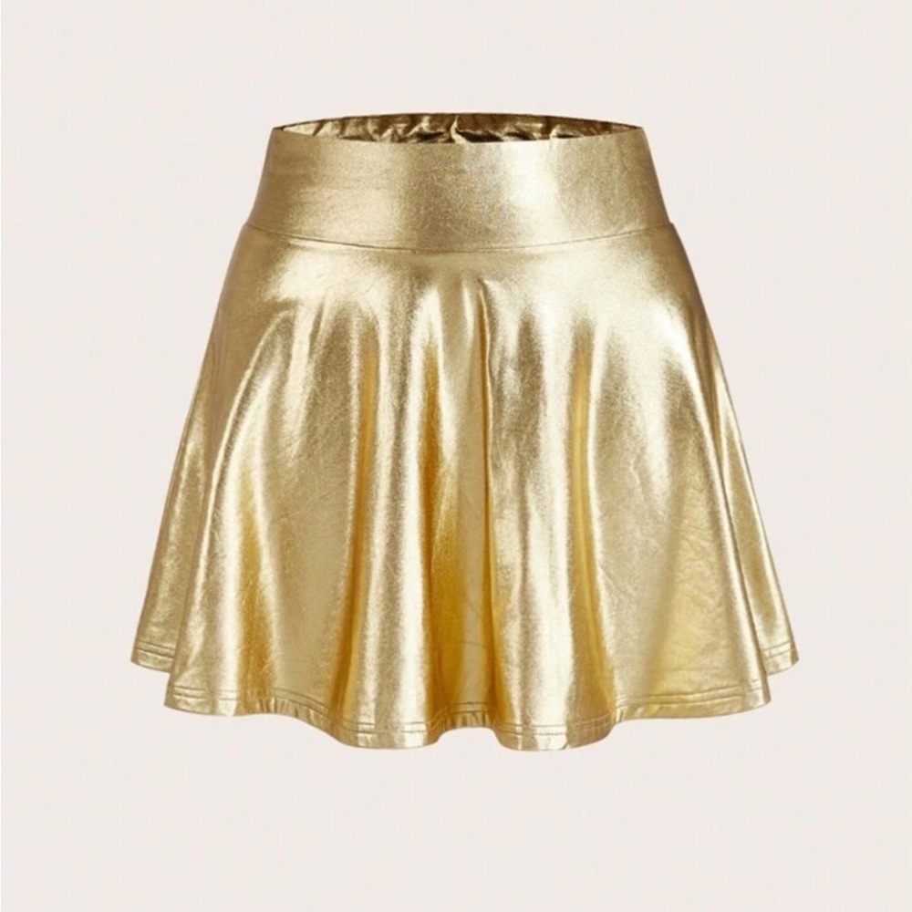 SHEIN Gold Skater Skirt | Size: Medium